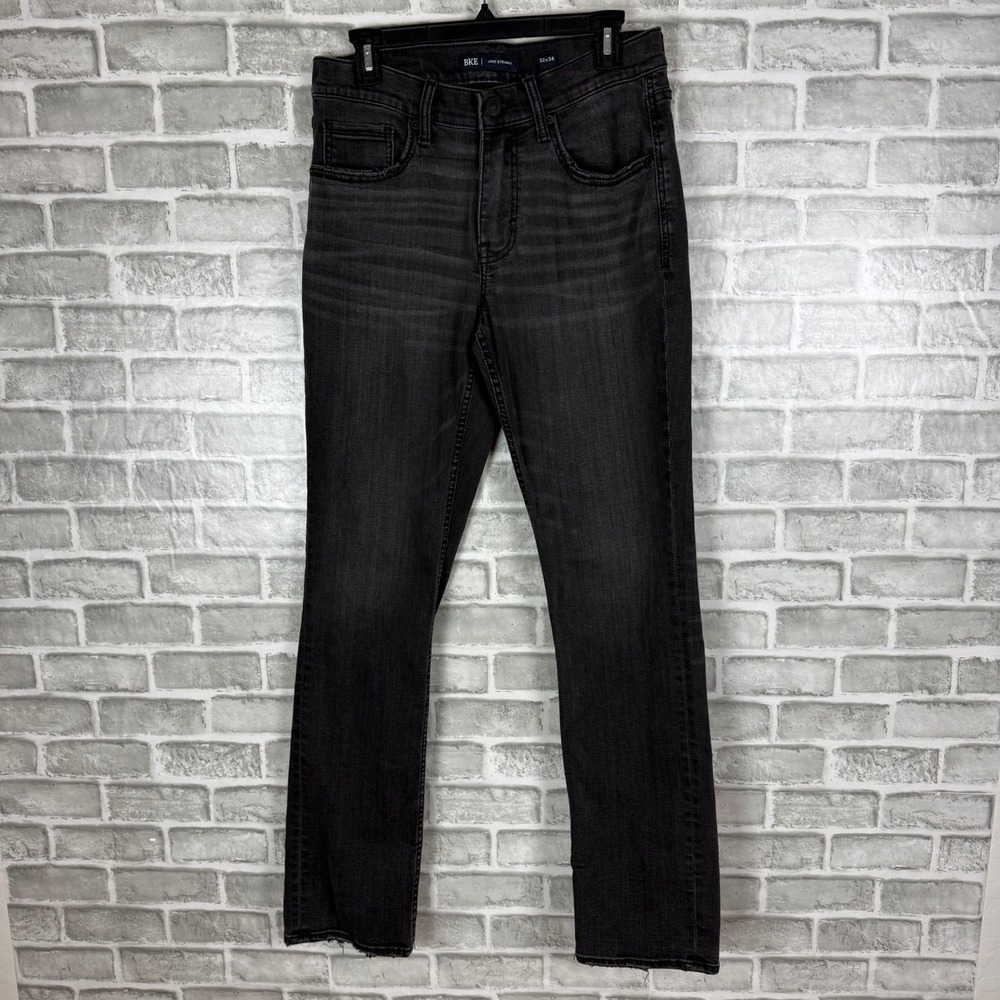 BKE Jake Straight Leg Jeans Mens 32 x 34 Black Coolmax Stretch Denim ABS16710